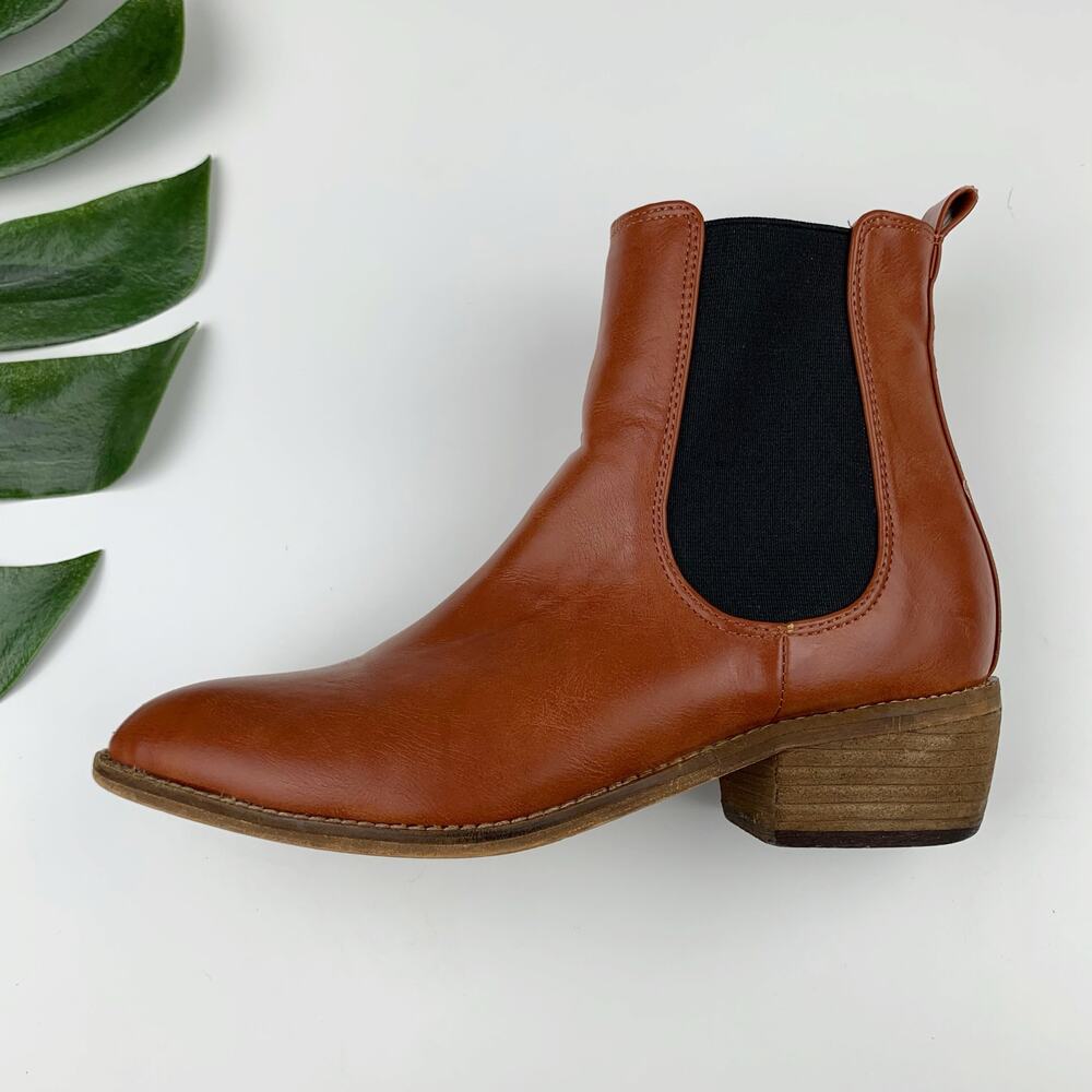 Arider Girl Heeled Chelsea Boots Brown Faux Leather Women's 6.5 - Picture 10 of 13